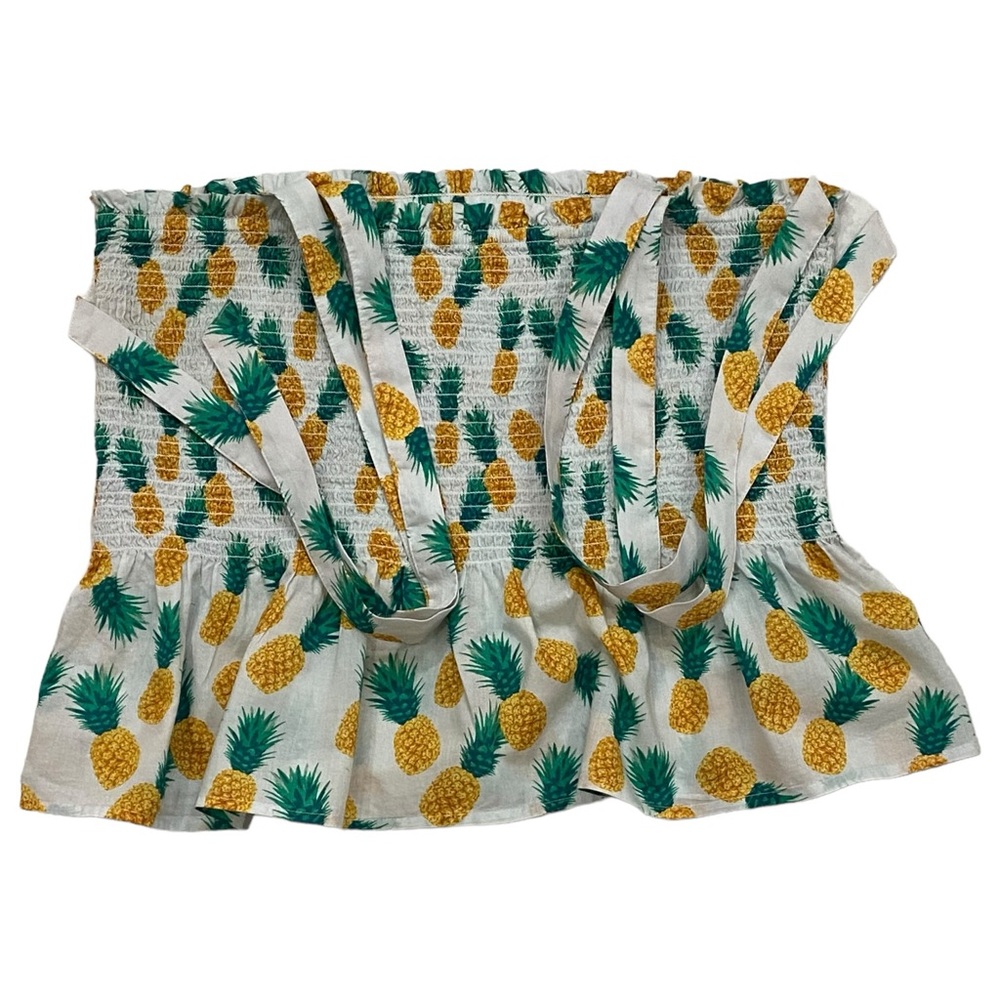 J Crew Strapless or Shoulder tie Pineapple Print Top, XL - Picture 6 of 11